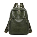 Sac à dos rétro en cuir PU vert foncé pour femme avec finitions dorées et poches - Vert Foncé