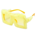 Plush cat eye sunglasses for women featuring bright yellow faux fur on oversized frames - Regular (Inc. 13% VAT) Yellow Frame Yellow Velvet