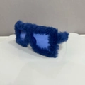 Fashionable dark blue plush cat eye sunglasses with furry frame and matching lenses - Regular (Inc. 13% VAT) Sand Blue Frame Blue Velvet Blue Lenses