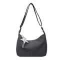 Sac fourre-tout gris foncé en forme de lune avec texture en V et étoile - Noir
