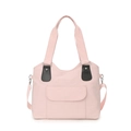 Bolso tote de lona rosa de gran capacidad con correa de hombro ajustable negra - Rosa
