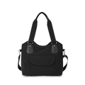 Bolso bandolera grande de lona negra para mujer con correa ajustable y solapa frontal - Negro