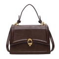 Bolso bandolera vintage marrón oscuro con textura agrietada y hebilla dorada - Marrón