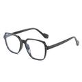 Black oversized polygonal sunglasses with thick frames and silver metal rivet accents - Standard Anti-Blue Light Glasses with Black Frame and Clear Lenses