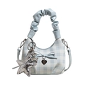 Sac nuage à carreaux bleus avec nœud décoratif et pendentif étoile argentée - Sans Pendentif / Bleu