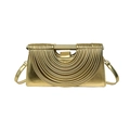 Borsa a tracolla dorata moderna con trama a costine metalliche e tracolla sottile - Oro