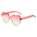 Fashionable heart-shaped rimless sunglasses with red to yellow gradient lenses - Standard (Incl. 13% Tax) C5 Pink and Yellow