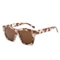 Retro geometric oversized tortoise shell sunglasses with dark brown lenses for women - New Style / Regular Spotted Frame with Tea Lenses (Incl. 13% Tax)