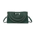 Sac bandoulière vert foncé au design tressé avec poignée plissée moderne - Vert