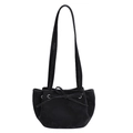 Sac bandoulière chic en daim noir avec nœud délicat et fines bretelles au style minimaliste - Noir (Sans Pendentif)