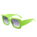 Lunettes de soleil carrées oversize vert fluo avec verres dégradés violets chic - Monture Verte Verres Double Gris