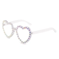 Stylish heart-shaped sunglasses with iridescent rhinestones on transparent frames - Transparent Frame