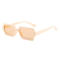 Retro rectangle thick frame sunglasses in beige with tinted orange lenses for women - Beige Frame Light Tea Lens