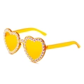 Stylish heart shaped sunglasses with colorful rhinestones on a yellow resin frame - Yellow Frame