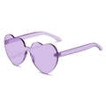 Chic rimless heart-shaped sunglasses in transparent purple finish for modern styling - Standard (Incl. 13% Tax) C12 Purple