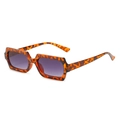 Retro-Rechteckige Sonnenbrille mit Leoparden-Schildpattrahmen und lila Gläsern - Leopardenrahmen Verlaufsgraue Gläser