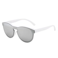 Modern white oversized sunglasses with silver mirrored lenses and metal rivets - New Style / Standard White Frame Silver Mirror Lenses