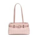 Roze geruite baguette-tas met lederen gespband en slanke roze schouderbanden - Roze Geruit