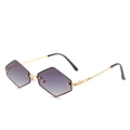 Gafas de sol hexagonales doradas con lentes degradados púrpuras de estilo moderno - Marco Dorado Lentes Grises Degradadas