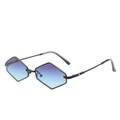 Gafas de sol retro de rombo con lentes degradadas azul-púrpura y montura negra delgada - Montura Negra Lentes Gris Azul