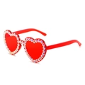Eleganti occhiali da sole rossi a cuore con strass brillanti su montatura trasparente - Montatura rosso vino
