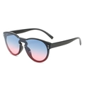 Occhiali da sole oversize neri con lenti sfumate blu-rosa e borchie in metallo argento - Montatura Nera / Lente Blu-Rosa