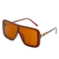 Oversize vintage sunglasses with transparent orange lens and dark reddish-brown frames - Brown Frame Tea Lens