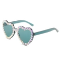 Occhiali da sole a cuore turchese alla moda con strass arcobaleno per donna - Montatura Grigia