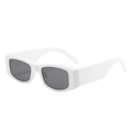 Gafas de sol retro rectangulares con montura blanca gruesa y cristales gris oscuro modernos - Montura Blanca Lente Gris