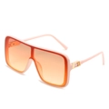 Pink frame square sunglasses with orange gradient lenses and gold metal details - Pink Frame Orange Yellow Gradient Lens