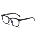 Fashionable TR90 square black eyeglass frames with blue light blocking lenses and gold dots - Glossy Black Frame