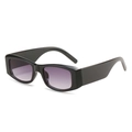 Gafas de sol rectangulares retro con montura negra gruesa y lentes degradadas moradas - Montura Negro Brillante Lente Gris Doble