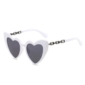 Fashionable white heart-shaped sunglasses with stylish black chain details for women - New Style / Standard White Frame with Grey Lenses and Black Chain