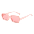 Fashionable candy pink rectangular sunglasses with geometric plastic frames for women - Pink Frame / Pink Lens