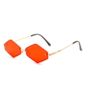 Lunettes de soleil hexagonales sans monture avec verres orange et branches dorées - Nouveau Style / Standard (incl. TVA 13 %) monture dorée avec verres bordeaux