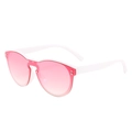 Oversized white frame sunglasses with pink gradient lenses and metal rivet details - New Style / White Frame with Gradient Pink Lenses