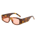 Retro small rectangle sunglasses with tortoiseshell frame and light pink lenses - Tortoise Frame Pink Lenses