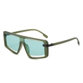 Y2K Übergroße quadratische Sonnenbrille mit olivgrünem Rahmen und blaugrünen Gläsern - Grüner Rahmen / Grüne Gläser