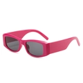 Chic rectangle sunglasses with bright pink frames and dark UV protection lenses - Burgundy Frame Grey Lens