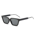 Classic oversized square sunglasses with black frames and dark grey lenses on white background - Black Frame Grey Lens