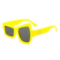 Avant-garde irregular bright yellow sunglasses with asymmetric frame and dark grey lenses - Yellow Frame Grey Lens
