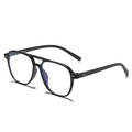 Classic black pilot TR90 glasses frame with anti-blue light lenses and rivet accents - Matte Black