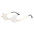 Chic rimless dragonfly wing sunglasses with gold metal frame and transparent lenses - Gold Frame Clear Lens
