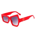Avant-garde red oversized sunglasses with unique asymmetrical frame and gray gradient lenses - Red Frame Double Grey Lens