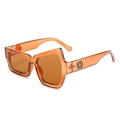 Gafas de sol irregulares de gran tamaño en ámbar transparente con lentes marrones - Montura Té Lentes Té