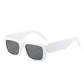 Retro chunky white frame square sunglasses with dark grey lenses for street style fashion - White Frame Gray Lens