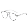 Transparent TR90 aviator glasses frame with double bridge design and rivet accents - Transparent Grey