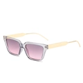 Fashion rectangular sunglasses with transparent grey frame and gradient purple lenses - Grey Frame Purple Pink Lens