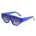 Blue oversized shield sunglasses with gradient lenses and thick transparent frames - Blue Frame Gradient Grey Lens