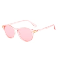 Lunettes de soleil rondes transparentes roses avec verres roses avec détails en métal doré - Nouveau Style / Montures roses normales avec verres roses (incl. TVA 13 %)